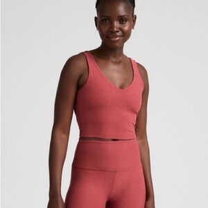 NWOT BEYOND YOGA WOMEN'S SPACEDYE GOOD DAY CROPPED TANK $74 MSRP PINK